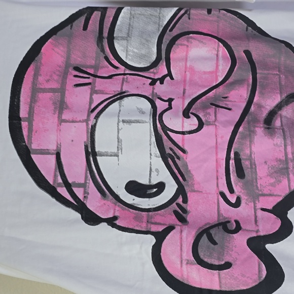 Billonarie Records "Billie" Brain Doble Leyered Oversized Boxy White T-Shirt M. - Picture 2 of 6